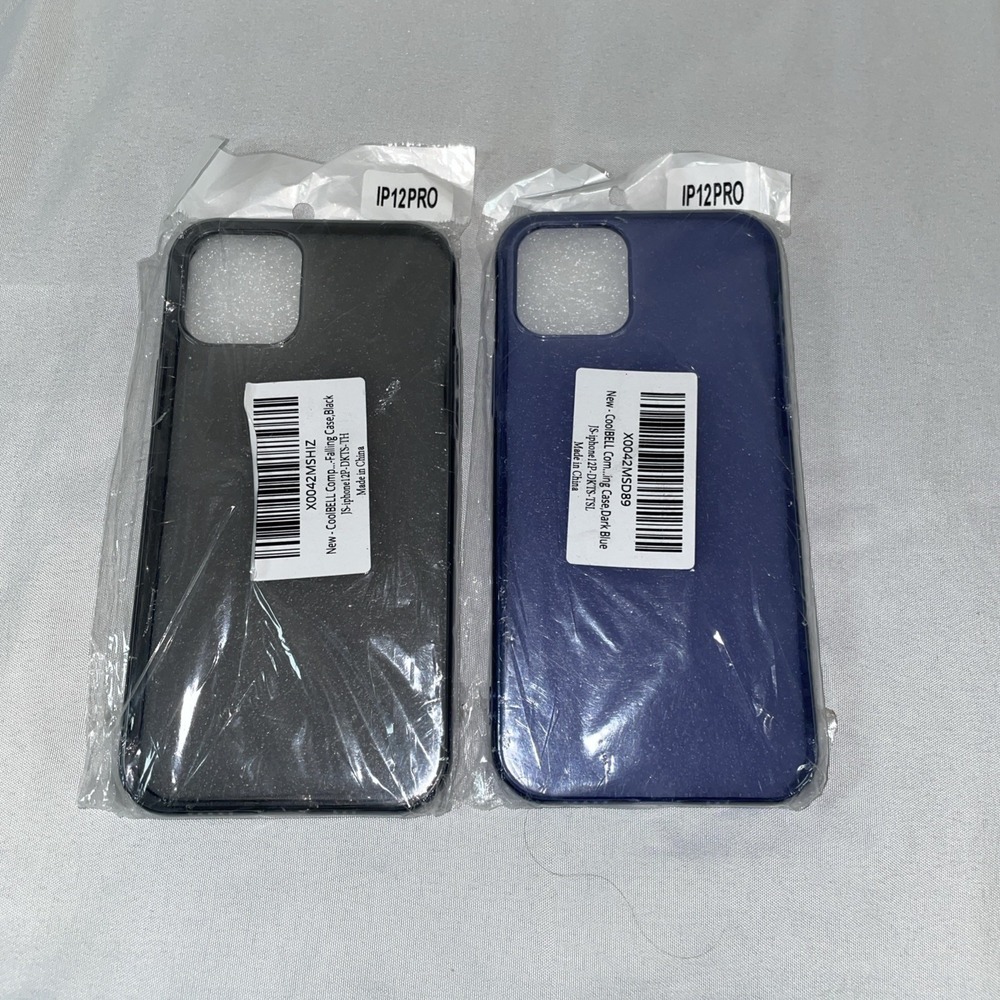 CoolBELL iPhone 12/12Pro Case Bundle 2 Pack Black and Dark Blue Protective Cover